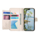 For Samsung Galaxy S24+ 5G Flowers Leaves Zipper Wallet Leather Phone Case with Strap(Khaki)
