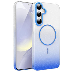 For Samsung Galaxy S24+ 5G Gold Diamond Glitter Gradient MagSafe Shockproof Phone Case(Blue)