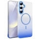 For Samsung Galaxy S24+ 5G Gold Diamond Glitter Gradient MagSafe Shockproof Phone Case(Blue)