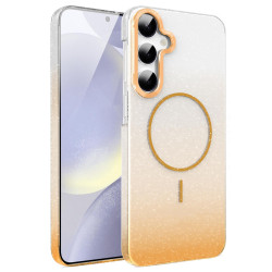 For Samsung Galaxy S24+ 5G Gold Diamond Glitter Gradient MagSafe Shockproof Phone Case(Gold)