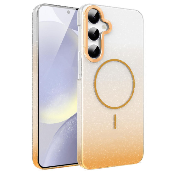 For Samsung Galaxy S24+ 5G Gold Diamond Glitter Gradient MagSafe Shockproof Phone Case(Gold)