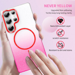 For Samsung Galaxy S24+ 5G Gold Diamond Glitter Gradient MagSafe Shockproof Phone Case(Red)