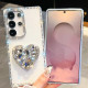 For Samsung Galaxy S24+ 5G Diamond Glitter Gemstone Heart Holder Phone Case(Light Green)