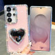 For Samsung Galaxy S24+ 5G Diamond Glitter Mirror Heart Holder Phone Case(Transparent Stars)