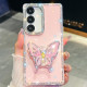 For Samsung Galaxy S24+ 5G Diamond Glitter Butterfly Holder Phone Case(Light Pink)