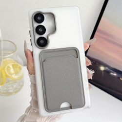 For Samsung Galaxy S24+ 5G Leather Texture Card Bag Shockproof Phone Case(Grey)