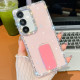 For Samsung Galaxy S24+ 5G Rhinestone Glitter TPU 4-corners Anti-fall Phone Case with Holder(Light Pink)