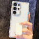 For Samsung Galaxy S24+ 5G Rhinestone Glitter TPU 4-corners Anti-fall Phone Case with Holder(Light Pink)