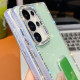 For Samsung Galaxy S24+ 5G Rhinestone Glitter TPU 4-corners Anti-fall Phone Case with Holder(Light Green)