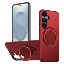 For Samsung Galaxy S24+ 5G Kalebol Magnetic MagSafe Rotation Holder PC Phone Case(Red)