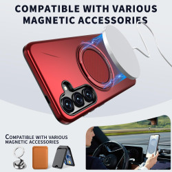 For Samsung Galaxy S24+ 5G Kalebol Magnetic MagSafe Rotation Holder PC Phone Case(Red)