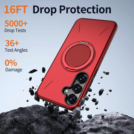 For Samsung Galaxy S24+ 5G Kalebol Magnetic MagSafe Rotation Holder PC Phone Case(Red)