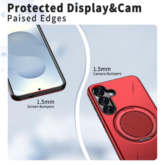 For Samsung Galaxy S24+ 5G Kalebol Magnetic MagSafe Rotation Holder PC Phone Case(Red)