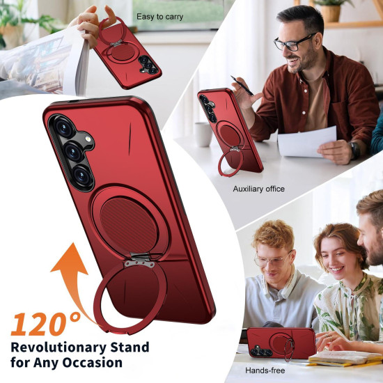 For Samsung Galaxy S24+ 5G Kalebol Magnetic MagSafe Rotation Holder PC Phone Case(Red)
