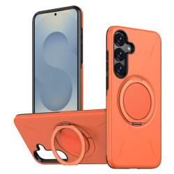 For Samsung Galaxy S24+ 5G Kalebol Magnetic MagSafe Rotation Holder PC Phone Case(Orange)