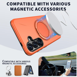 For Samsung Galaxy S24+ 5G Kalebol Magnetic MagSafe Rotation Holder PC Phone Case(Orange)