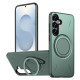 For Samsung Galaxy S24+ 5G Kalebol Magnetic MagSafe Rotation Holder PC Phone Case(Grey Green)
