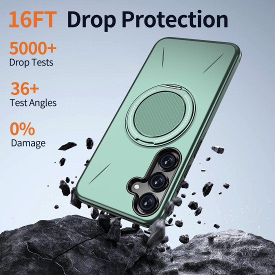 For Samsung Galaxy S24+ 5G Kalebol Magnetic MagSafe Rotation Holder PC Phone Case(Grey Green)