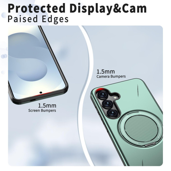 For Samsung Galaxy S24+ 5G Kalebol Magnetic MagSafe Rotation Holder PC Phone Case(Grey Green)