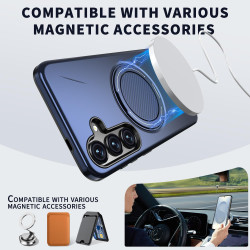 For Samsung Galaxy S24+ 5G Kalebol Magnetic MagSafe Rotation Holder PC Phone Case(Blue)