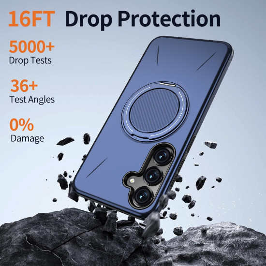 For Samsung Galaxy S24+ 5G Kalebol Magnetic MagSafe Rotation Holder PC Phone Case(Blue)