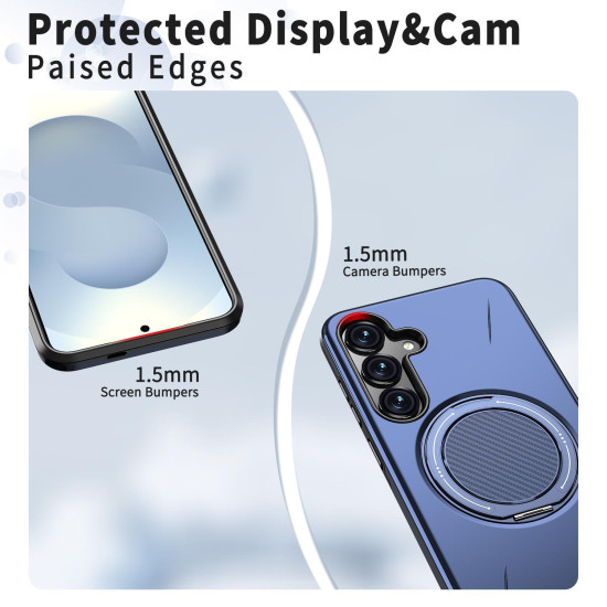 For Samsung Galaxy S24+ 5G Kalebol Magnetic MagSafe Rotation Holder PC Phone Case(Blue)