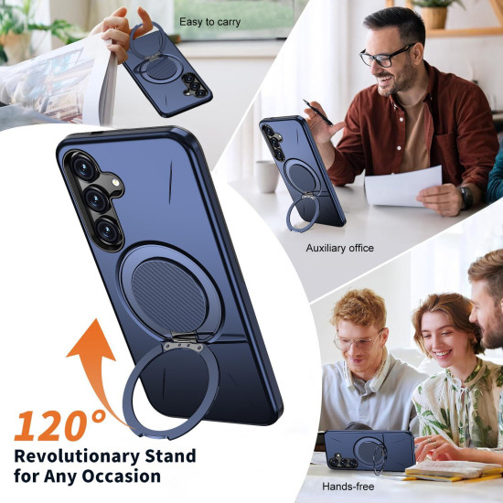 For Samsung Galaxy S24+ 5G Kalebol Magnetic MagSafe Rotation Holder PC Phone Case(Blue)