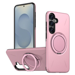 For Samsung Galaxy S24+ 5G Kalebol Magnetic MagSafe Rotation Holder PC Phone Case(Pink)