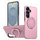 For Samsung Galaxy S24+ 5G Kalebol Magnetic MagSafe Rotation Holder PC Phone Case(Pink)