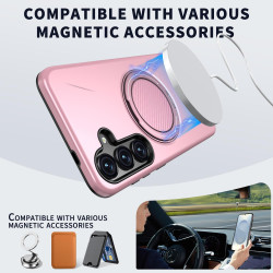 For Samsung Galaxy S24+ 5G Kalebol Magnetic MagSafe Rotation Holder PC Phone Case(Pink)