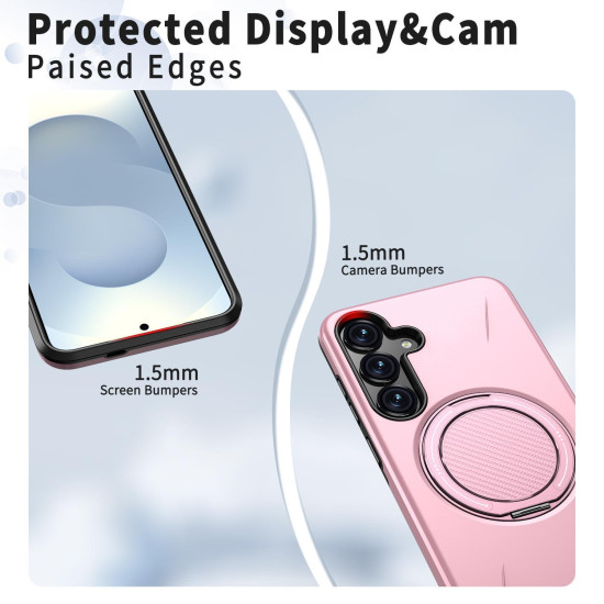 For Samsung Galaxy S24+ 5G Kalebol Magnetic MagSafe Rotation Holder PC Phone Case(Pink)