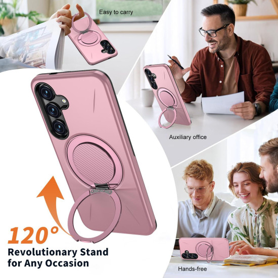 For Samsung Galaxy S24+ 5G Kalebol Magnetic MagSafe Rotation Holder PC Phone Case(Pink)