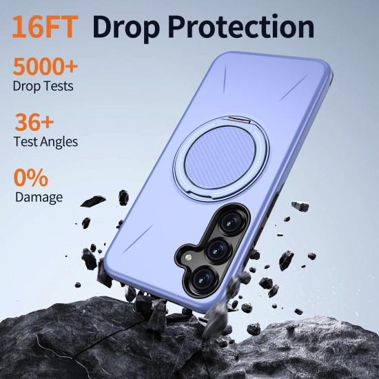 For Samsung Galaxy S24+ 5G Kalebol Magnetic MagSafe Rotation Holder PC Phone Case(Lilac)