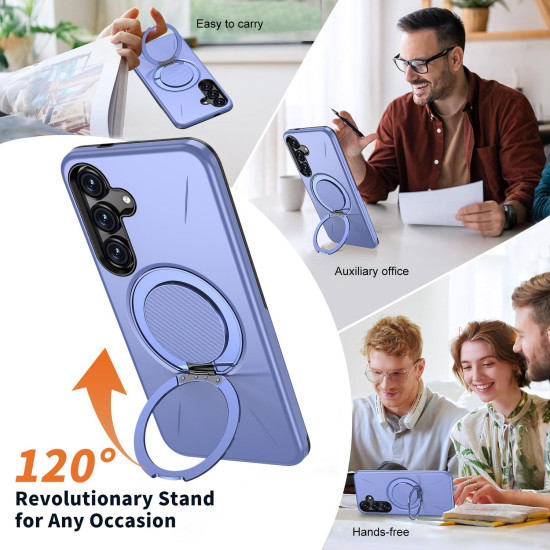 For Samsung Galaxy S24+ 5G Kalebol Magnetic MagSafe Rotation Holder PC Phone Case(Lilac)