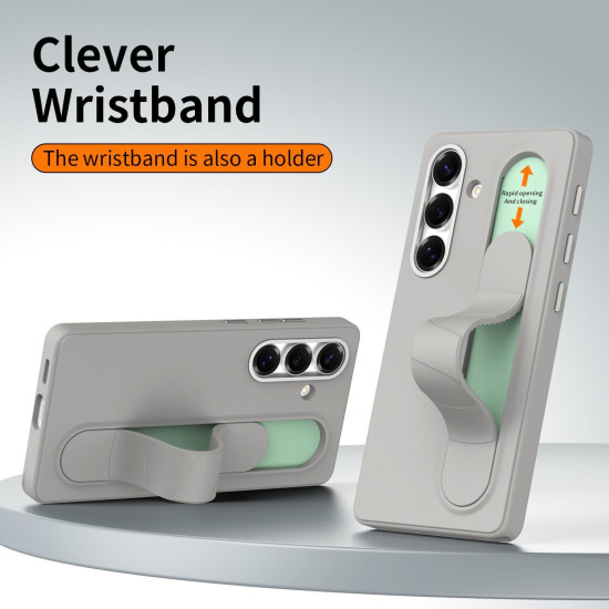 For Samsung Galaxy S24+ 5G Intelligent Control Button Wristband Phone Case(Titanium Gunmetal)