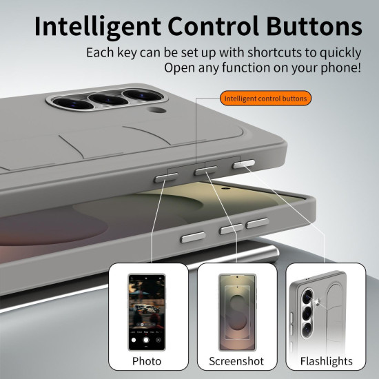 For Samsung Galaxy S24+ 5G Intelligent Control Button Wristband Phone Case(Titanium Gunmetal)