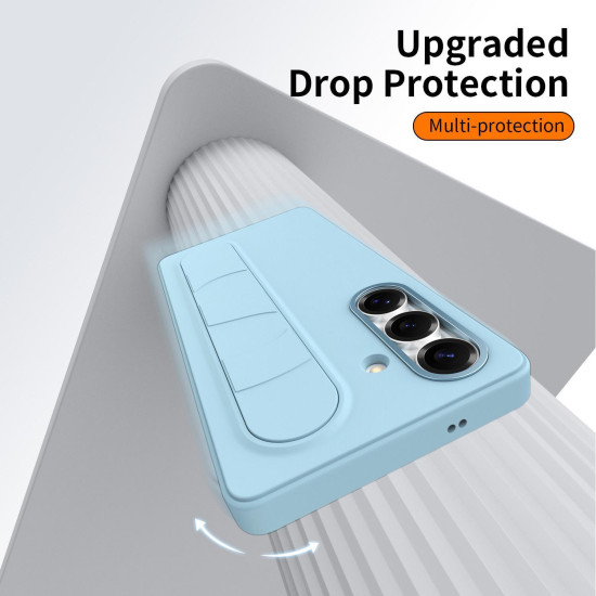 For Samsung Galaxy S24+ 5G Intelligent Control Button Wristband Phone Case(Far Peak Blue)