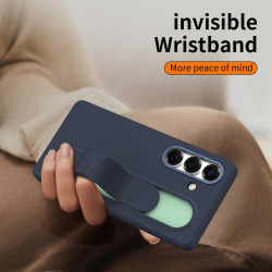 For Samsung Galaxy S24+ 5G Intelligent Control Button Wristband Phone Case(Sapphire blue)