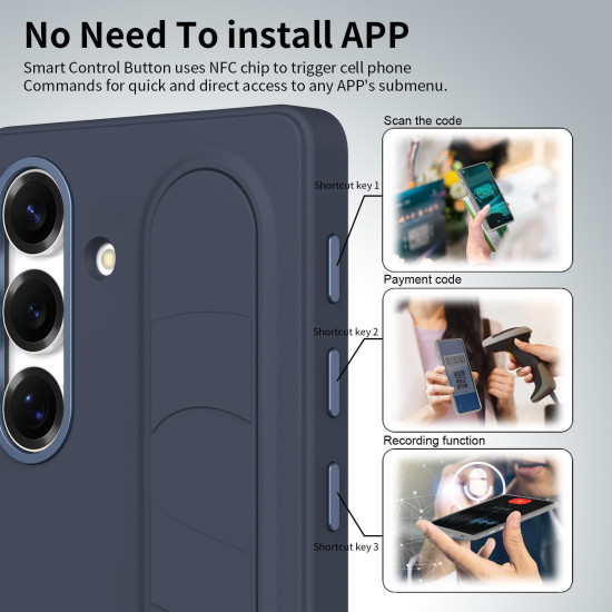 For Samsung Galaxy S24+ 5G Intelligent Control Button Wristband Phone Case(Sapphire blue)