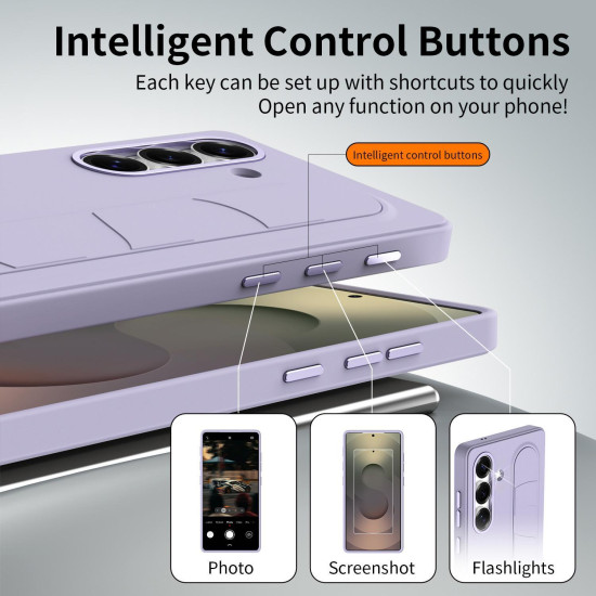 For Samsung Galaxy S24+ 5G Intelligent Control Button Wristband Phone Case(Lola Purple)