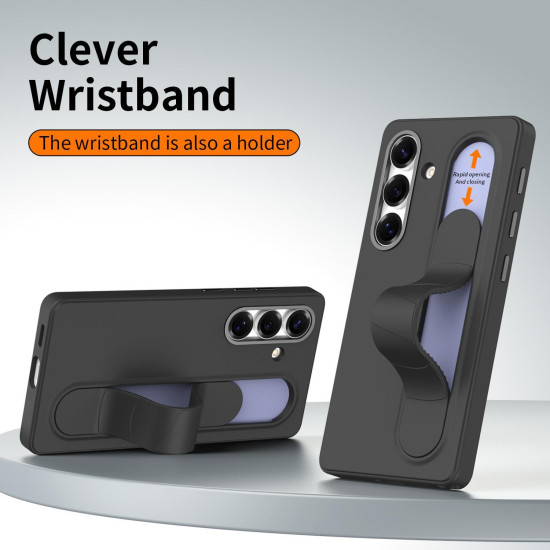 For Samsung Galaxy S24+ 5G Intelligent Control Button Wristband Phone Case(Titanium Shadow Black)