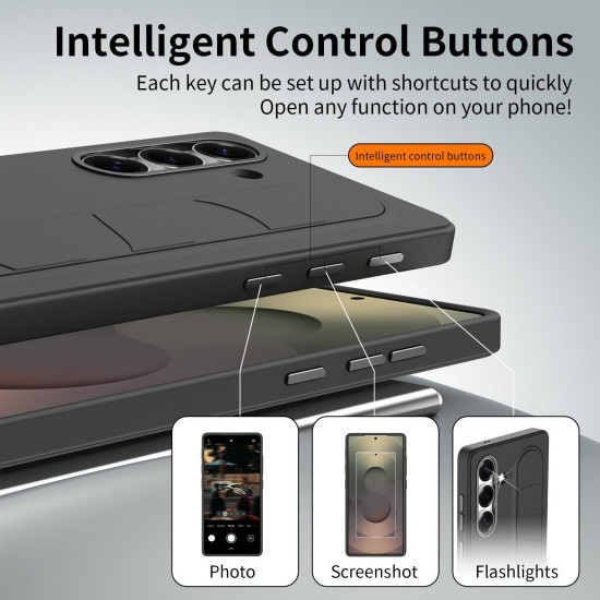 For Samsung Galaxy S24+ 5G Intelligent Control Button Wristband Phone Case(Titanium Shadow Black)