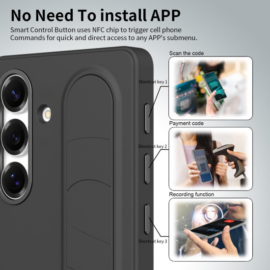 For Samsung Galaxy S24+ 5G Intelligent Control Button Wristband Phone Case(Titanium Shadow Black)