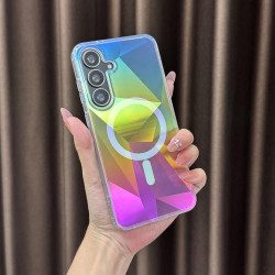 For Samsung Galaxy S24+ 5G Glossy Color-Plated MagSafe Shockproof Phone Case(Colorful Diamond Lattice)