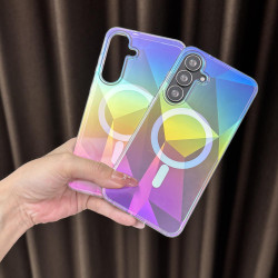 For Samsung Galaxy S24+ 5G Glossy Color-Plated MagSafe Shockproof Phone Case(Colorful Diamond Lattice)