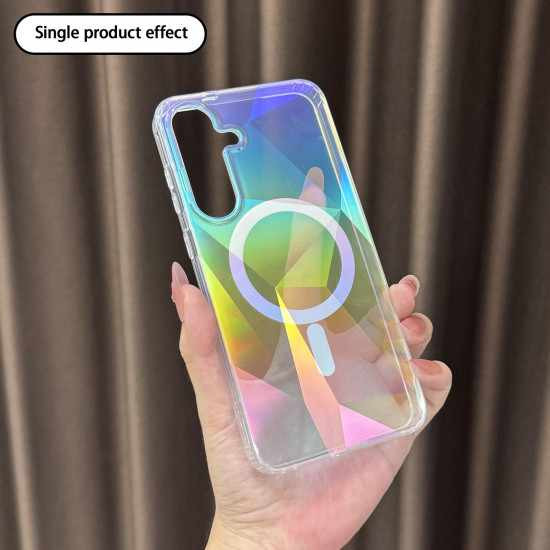 For Samsung Galaxy S24+ 5G Glossy Color-Plated MagSafe Shockproof Phone Case(Colorful Diamond Lattice)
