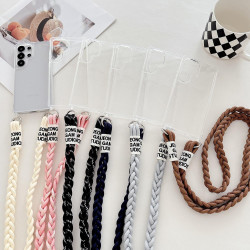 For Samsung Galaxy S23+ 5G Transparent Acrylic Shockproof Phone Case with Crossbody Lanyard(Black)