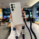 For Samsung Galaxy S24+ 5G Transparent Acrylic Shockproof Phone Case with Crossbody Lanyard(Blue)