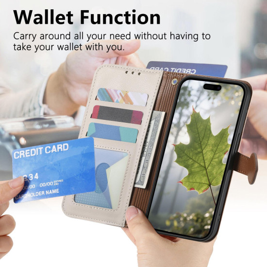 For Samsung Galaxy S24+ 5G Leaf Buckle Zipper Wallet Leather Phone Case with Strap(Beige)