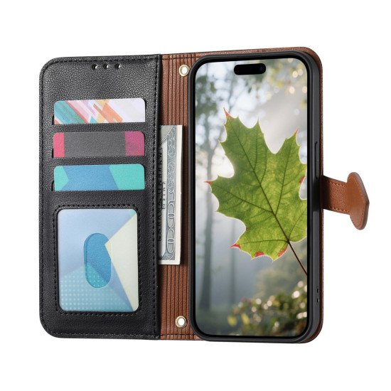 For Samsung Galaxy S24+ 5G Leaf Buckle Zipper Wallet Leather Phone Case with Strap(Black)